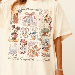 Walt Disney World Graphic Tee with Pastel Character Collage